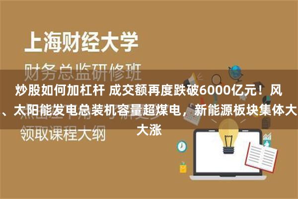 炒股如何加杠杆 成交额再度跌破6000亿元！风电、太阳能发电总装机容量超煤电，新能源板块集体大涨