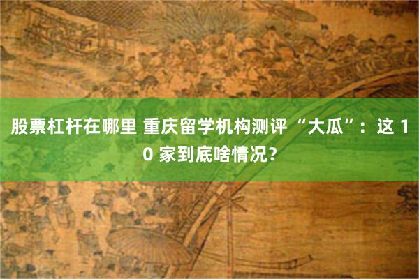 股票杠杆在哪里 重庆留学机构测评 “大瓜”：这 10 家到底啥情况？