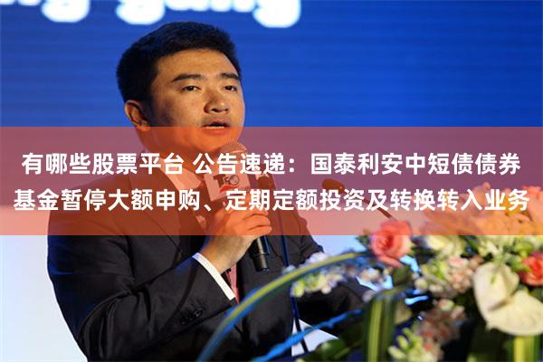 有哪些股票平台 公告速递：国泰利安中短债债券基金暂停大额申购、定期定额投资及转换转入业务