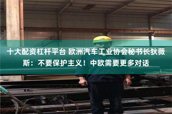十大配资杠杆平台 欧洲汽车工业协会秘书长狄薇斯：不要保护主义！中欧需要更多对话