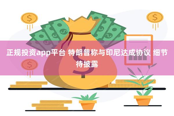 正规投资app平台 特朗普称与印尼达成协议 细节待披露