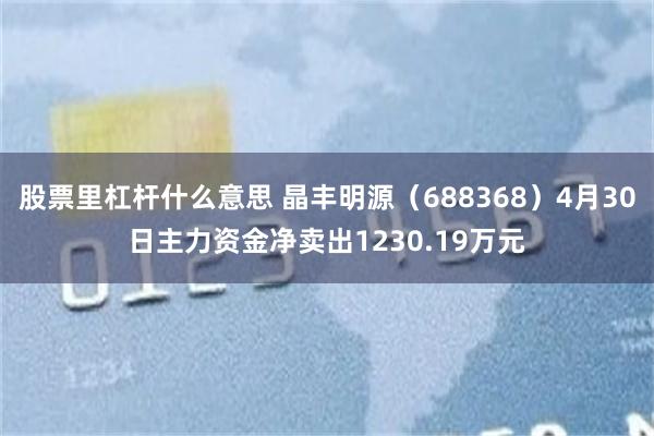 股票里杠杆什么意思 晶丰明源（688368）4月30日主力资金净卖出1230.19万元